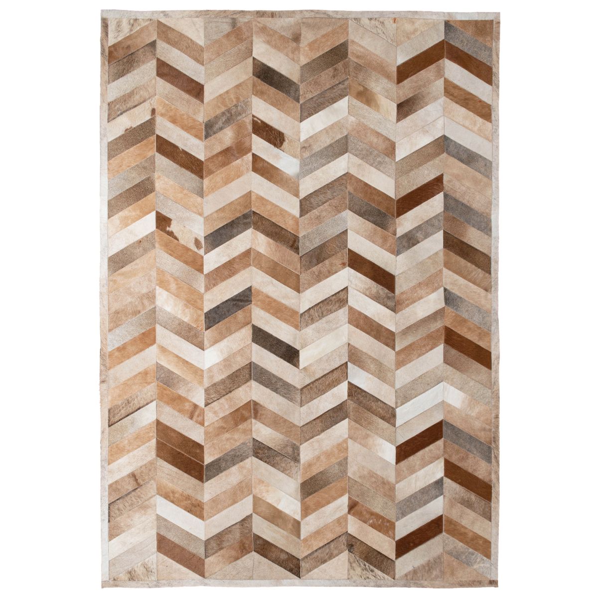 MOO HOGAR - Alfombra Cuero Natural  166X236 Cm Diseño Chevron