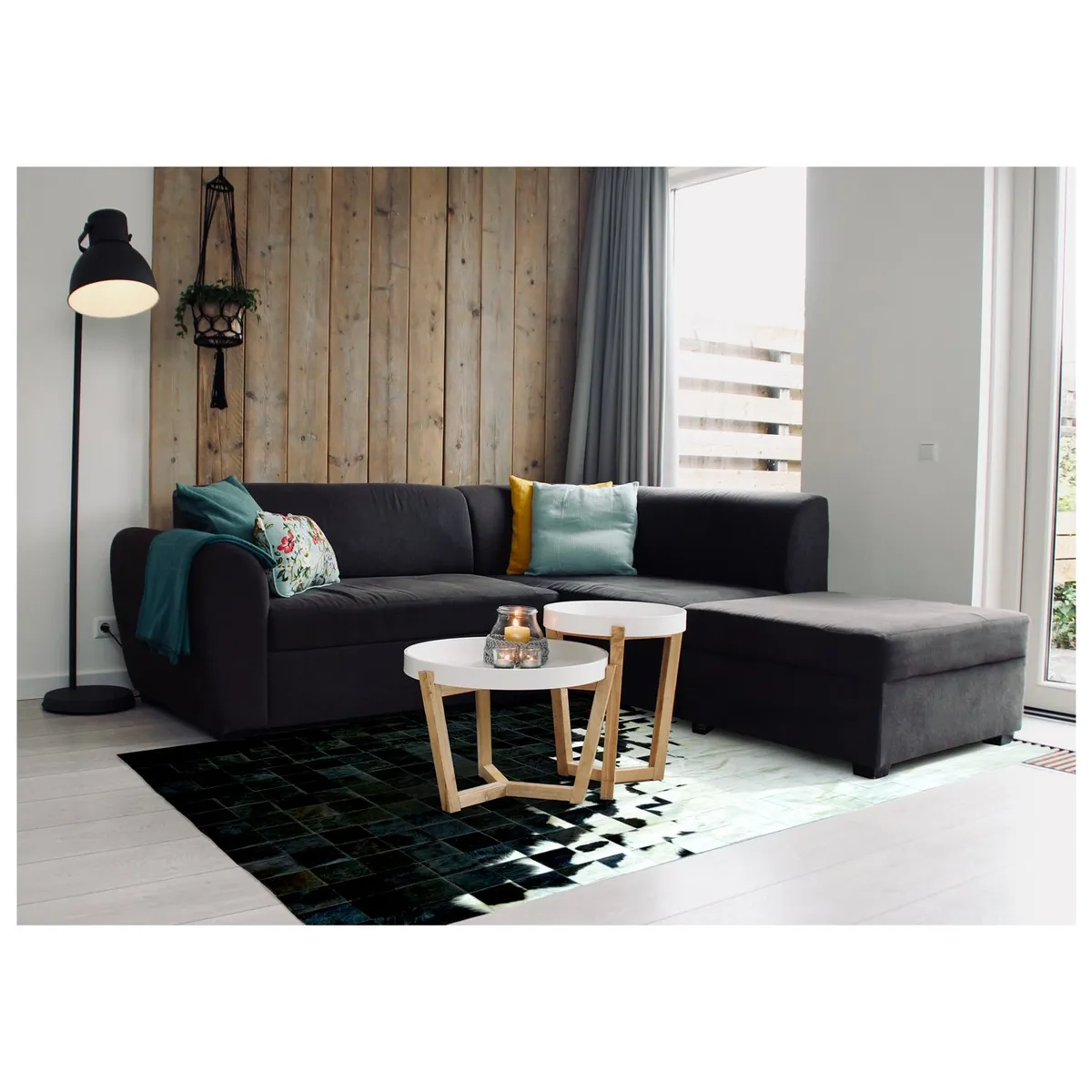 MOO HOGAR - Alfombra Cuero Natural 160X230 cm Diseño 10X10cm