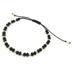 GAB JOYAS - Tobillera cristales onix acc. baño oro amarillo