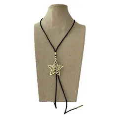 GAB JOYAS - Collar gamuza negra acc. baño oro amarillo