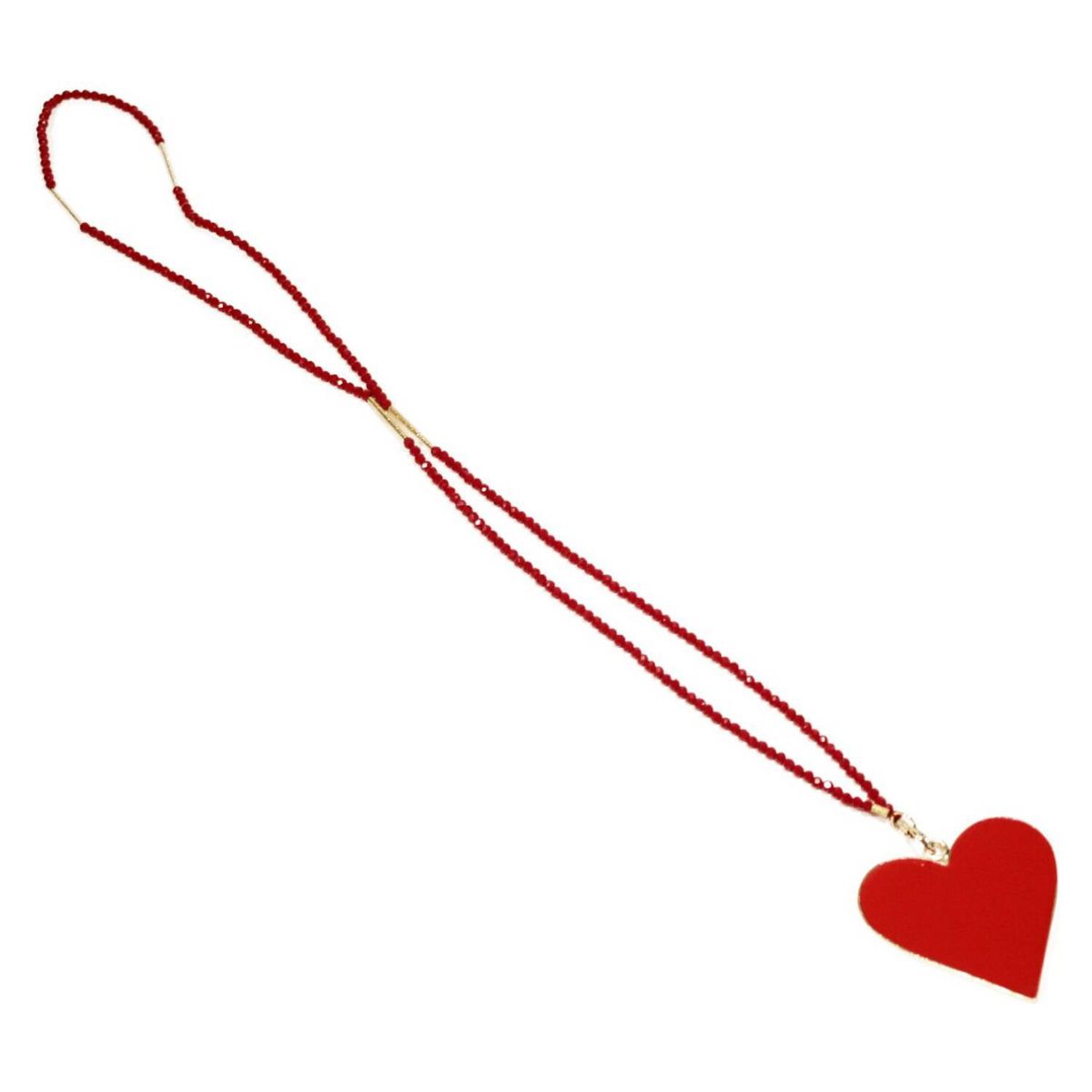 GAB JOYAS - COLLAR HILADO CRISTALES ROJO Y CORAZON EN RESINA BAÑO ORO
