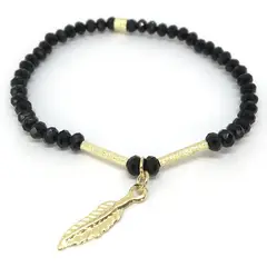 GAB JOYAS - Pulsera cristales onix acc baño oro amarillo