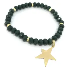 GAB JOYAS - Pulsera cristales verdes acc. baño oro amarillo