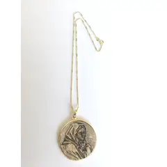 GAB JOYAS - Collar baño oro amarillo y peltre virgen y niño