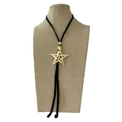 GAB JOYAS - Collar gamuza negra aplicaciones baño oro amarillo