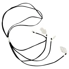GAB JOYAS - Collar gamuza negra aplicaciones baño plata