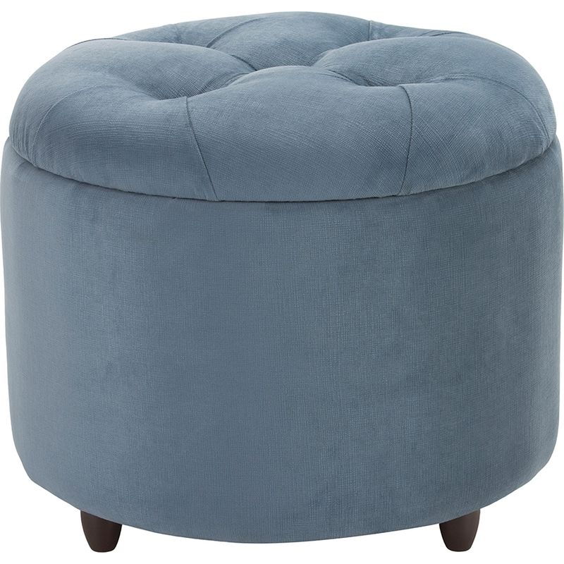 GENERICO - Pouf Baúl Zoe Azul Petroleó Felpa Grabada 60x60x50 cm Máxima Design