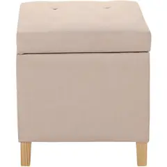 GENERICO - Pouf Baúl Rucato Beige Felpa 46x46x50 cm Máxima Design