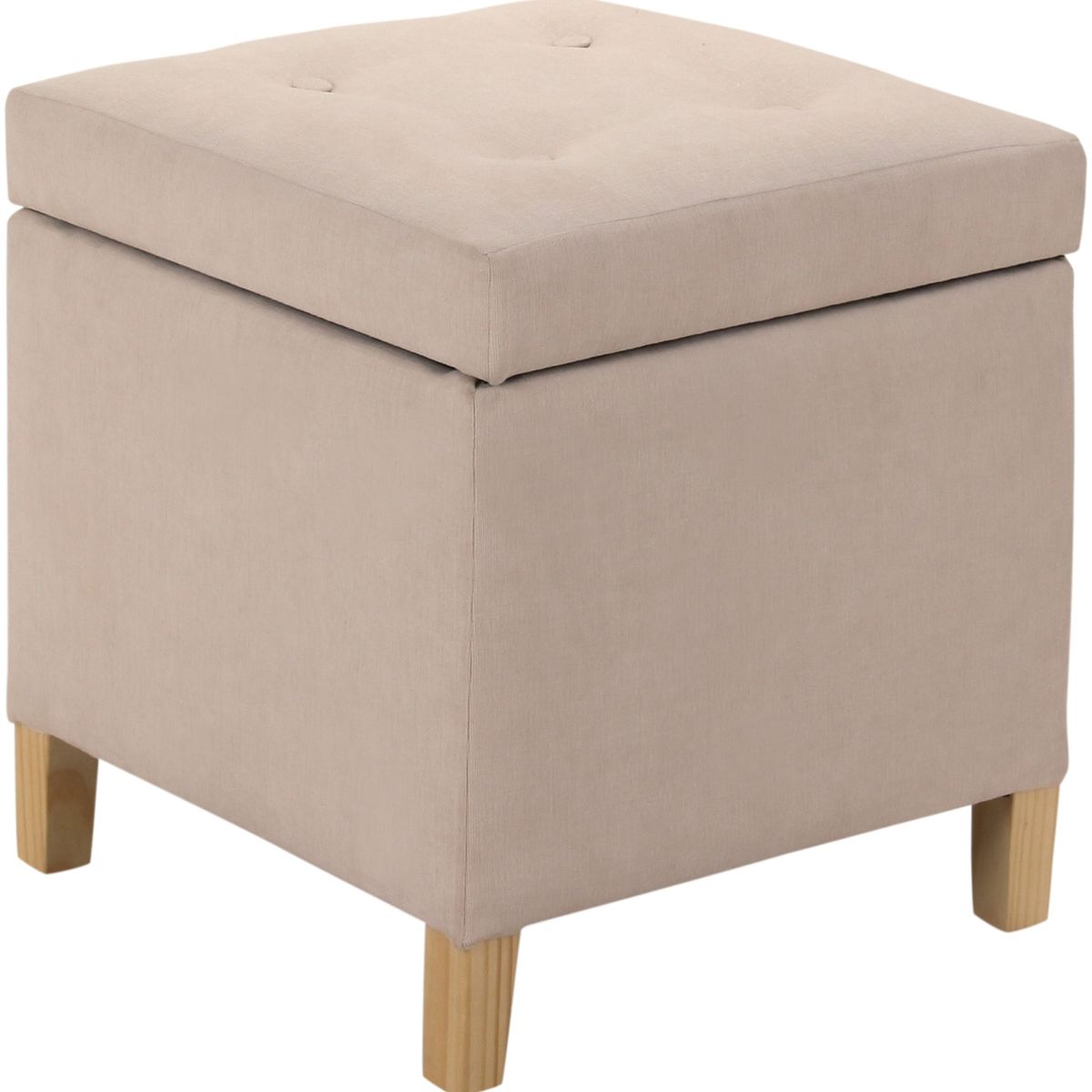 GENERICO - Pouf Baúl Rucato Beige Felpa 46x46x50 cm Máxima Design