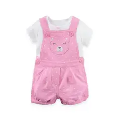SUPER BABY - Conjunto de jardinera polera manga corta bebe Osita