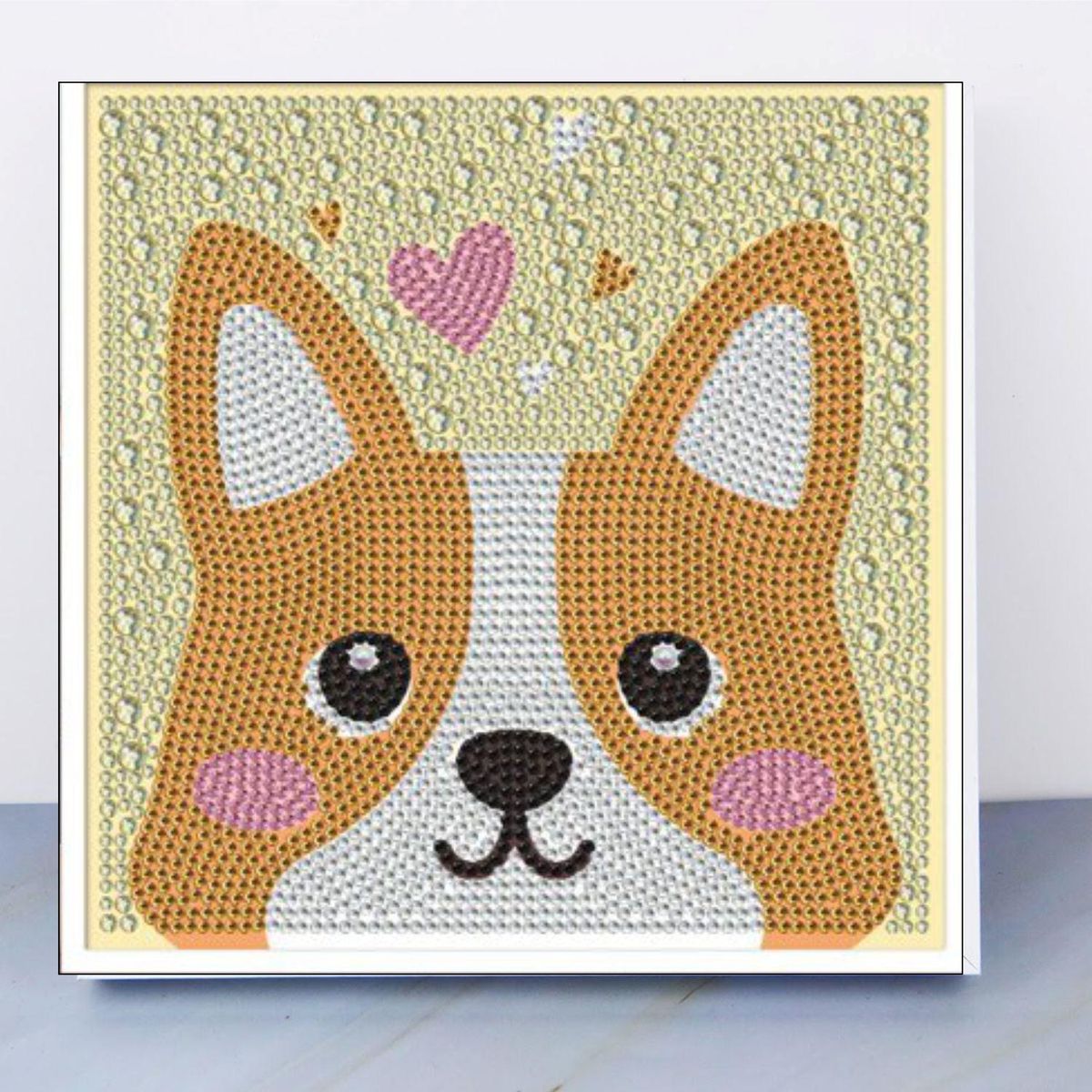 GENERICO - Diamond painting niños 5d Perrito - con marco - 20x20 cm