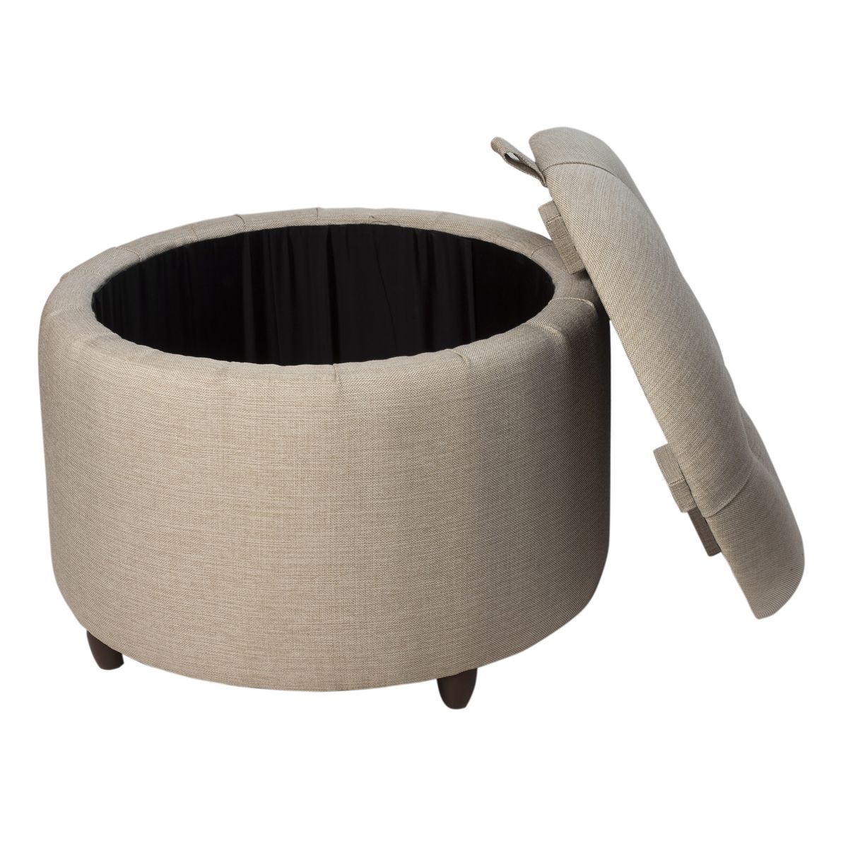 GENERICO - Pouf Zoe con Baúl Omega Beige 60x60x50 cm Máxima Design