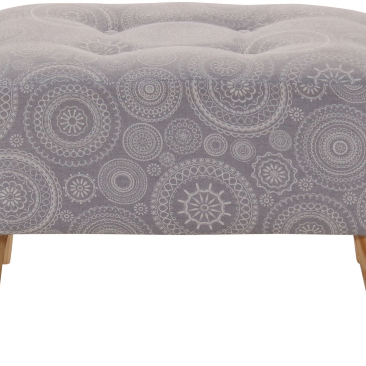 GENERICO - Pouf Petrum Mándala Gris Estampado 62x42x42 cm Máxima Design