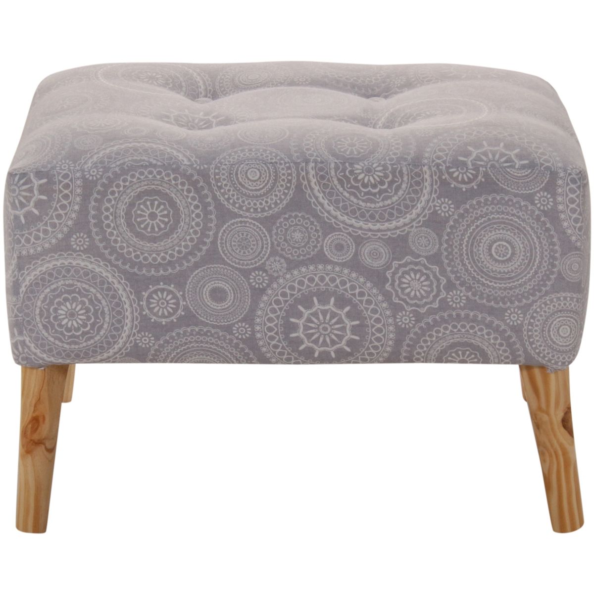 GENERICO - Pouf Petrum Mándala Gris Estampado 62x42x42 cm Máxima Design