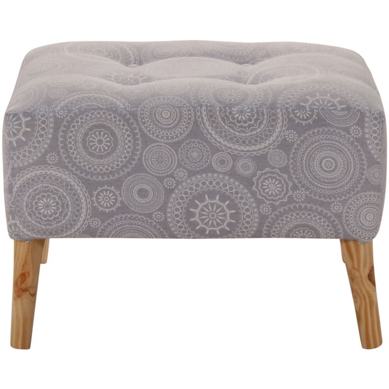 GENERICO - Pouf Petrum Mándala Gris Estampado 62x42x42 cm Máxima Design