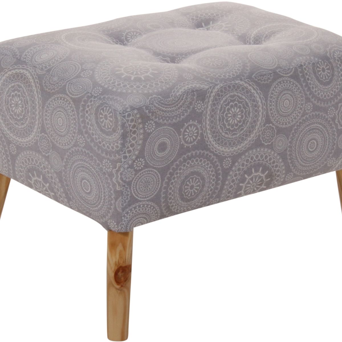 GENERICO - Pouf Petrum Mándala Gris Estampado 62x42x42 cm Máxima Design
