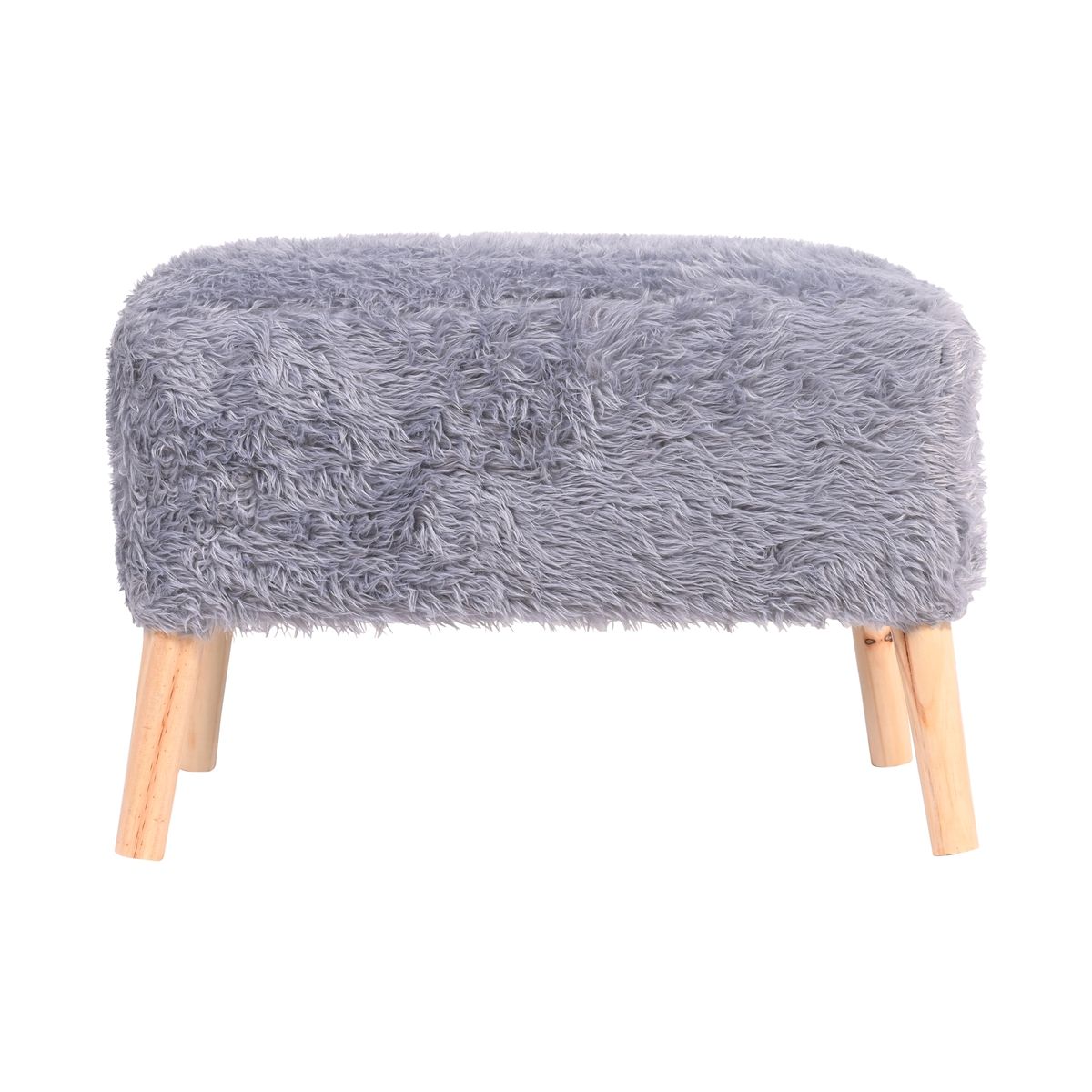 GENERICO - Pouf Petrum Gris Piel Sintética 62x42x42 cm Máxima Design