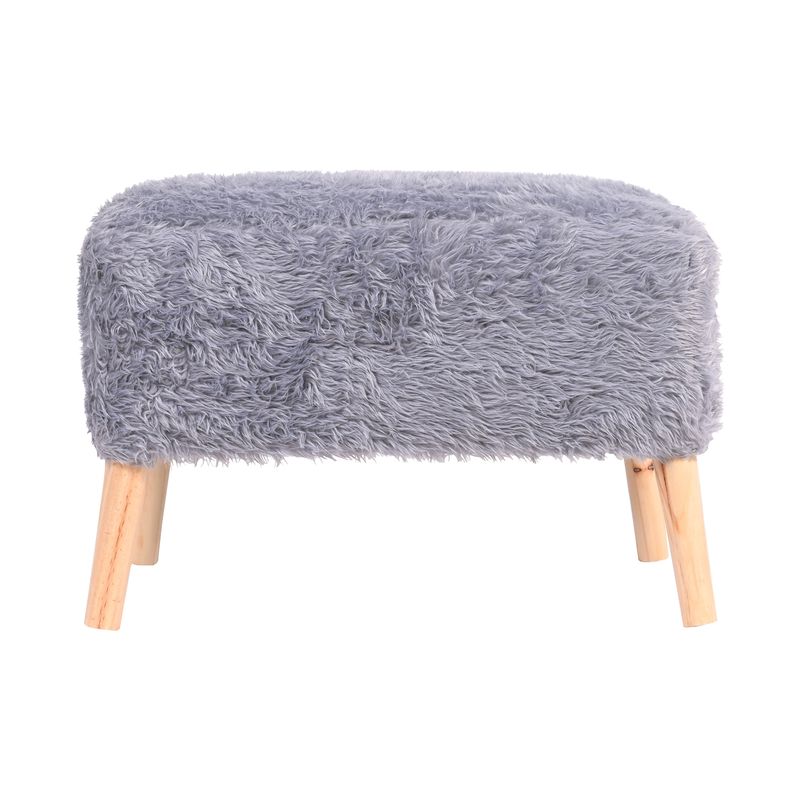 GENERICO - Pouf Petrum Gris Piel Sintética 62x42x42 cm Máxima Design