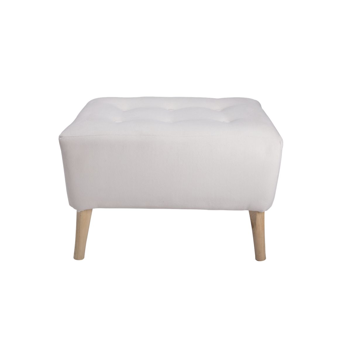 GENERICO - Pouf Petrum con Capitone Blanco 62x42x42 cm Máxima Design