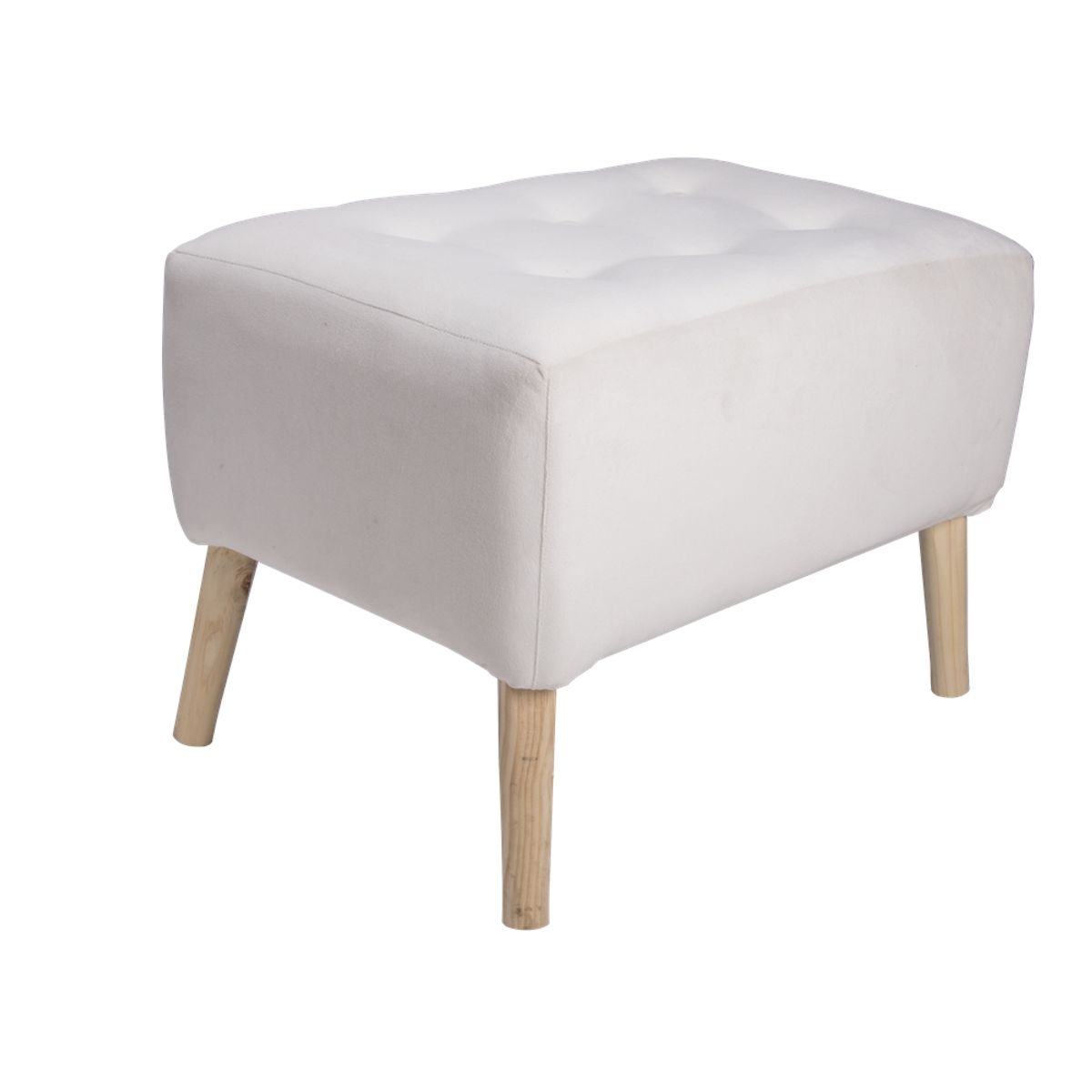 GENERICO - Pouf Petrum con Capitone Blanco 62x42x42 cm Máxima Design
