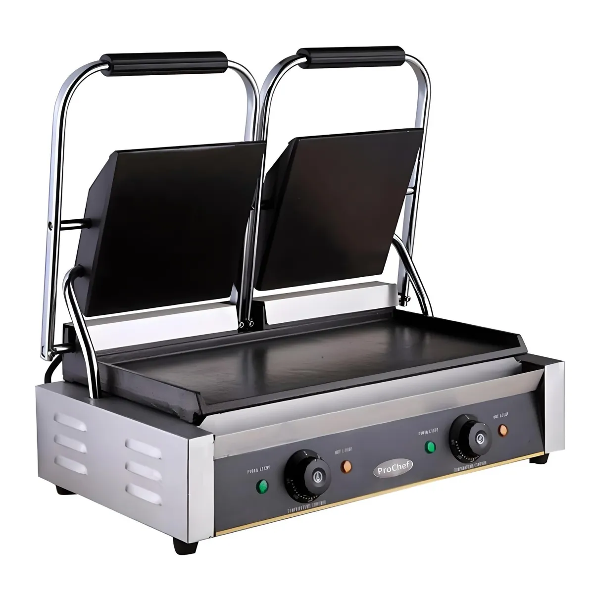 PROCHEF - Plancha Sandwichera doble Panini Grill Acero Inox.