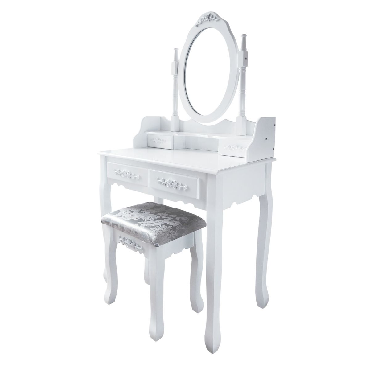LOVEN - Tocador Dormitorio Clásico Bree 4dw Blanco Con Piso