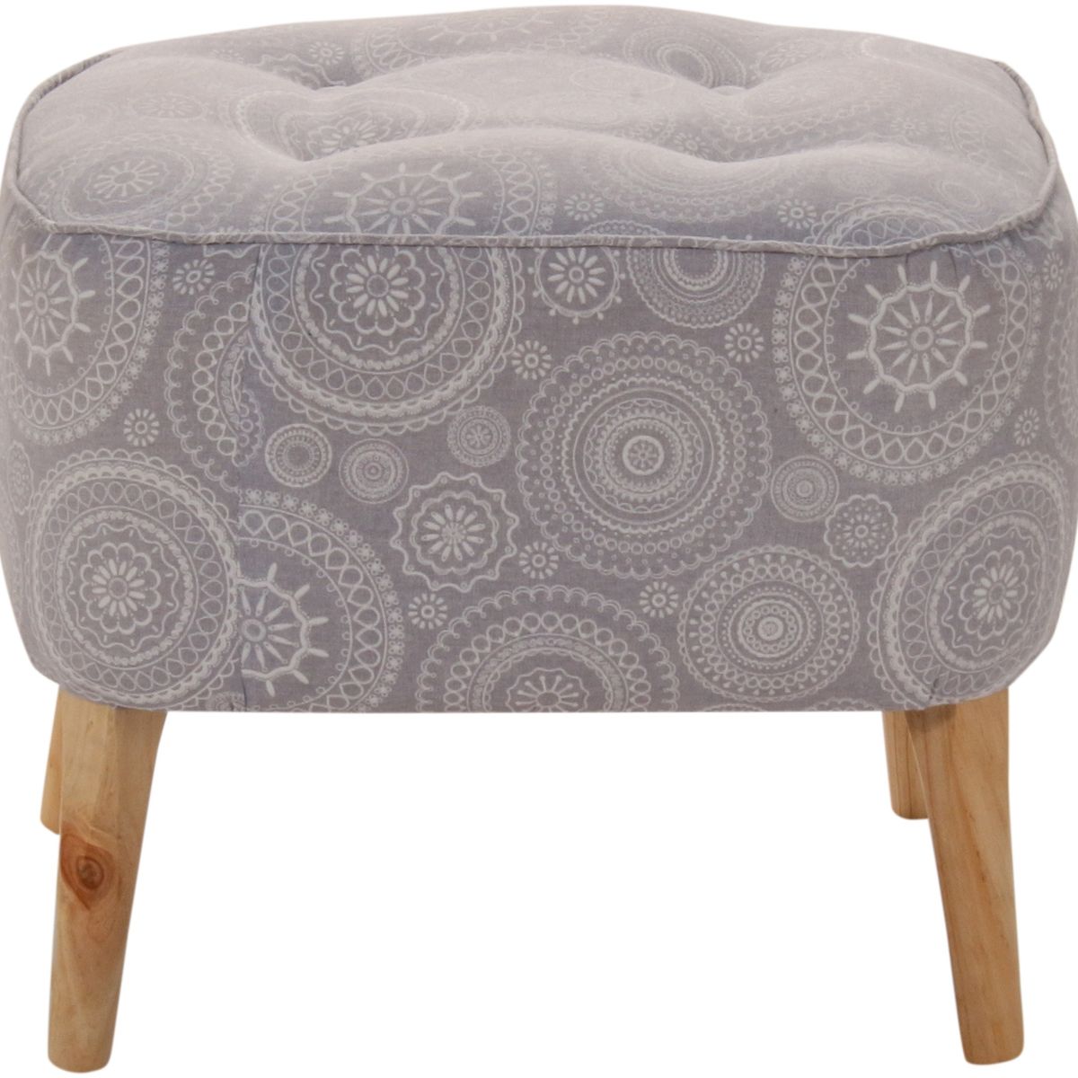 GENERICO - Pouf Máxima Mándala Gris Estampado 55x45x45 cm Máxima Design