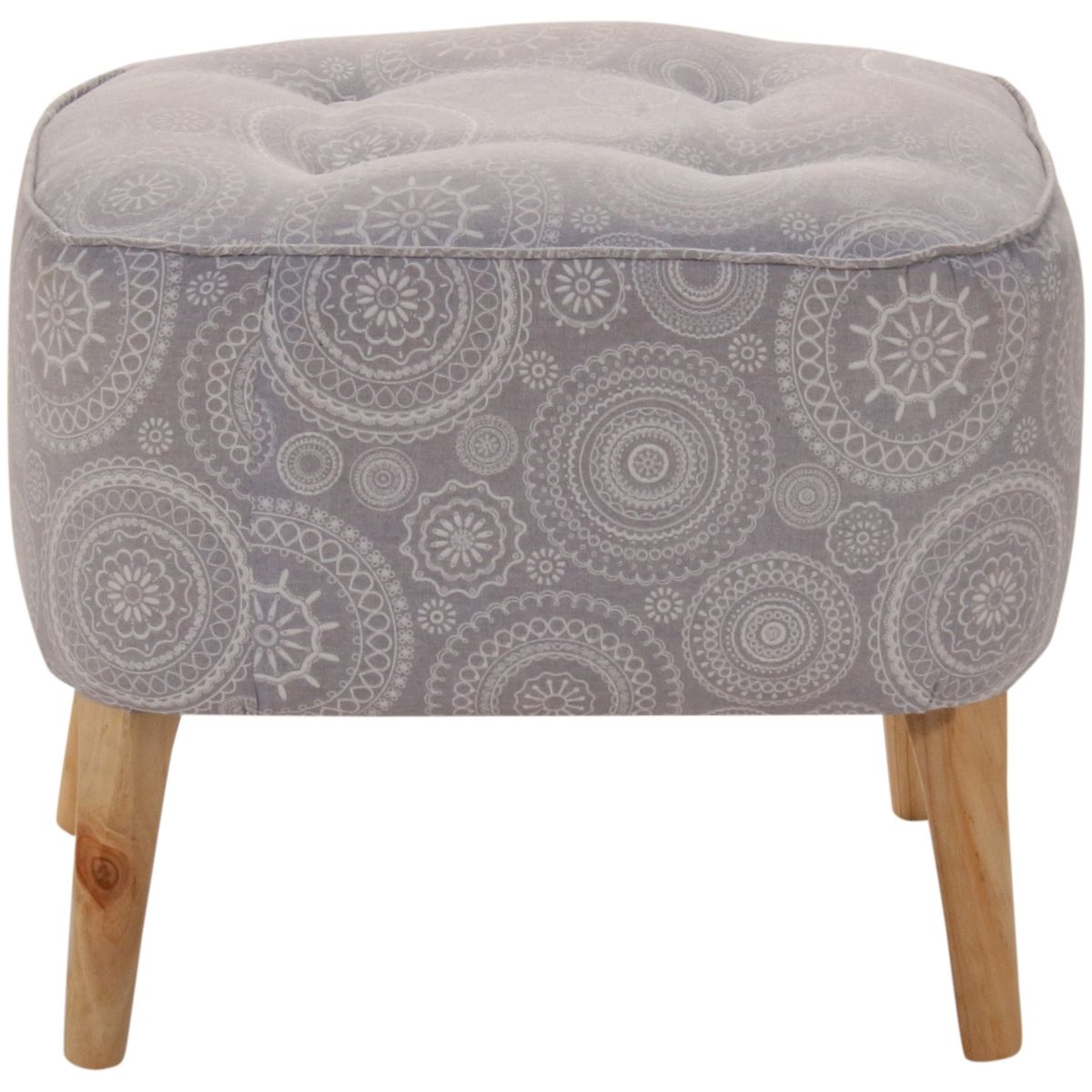 GENERICO - Pouf Máxima Mándala Gris Estampado 55x45x45 cm Máxima Design