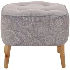 GENERICO - Pouf Máxima Mándala Gris Estampado 55x45x45 cm Máxima Design