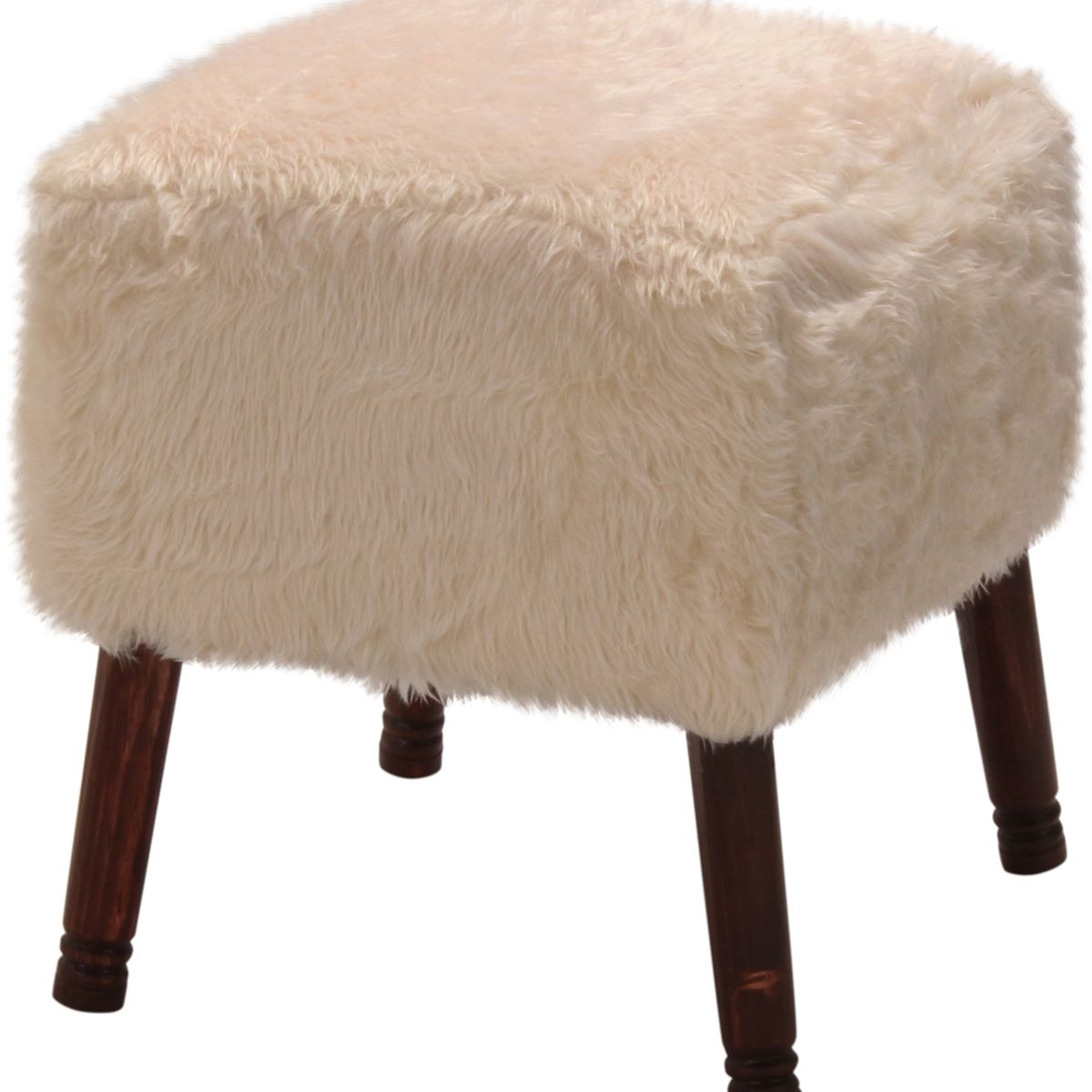 GENERICO - Pouf Kira Diseño Crudo Piel Sintética 42x42x43 cm Máxima Design