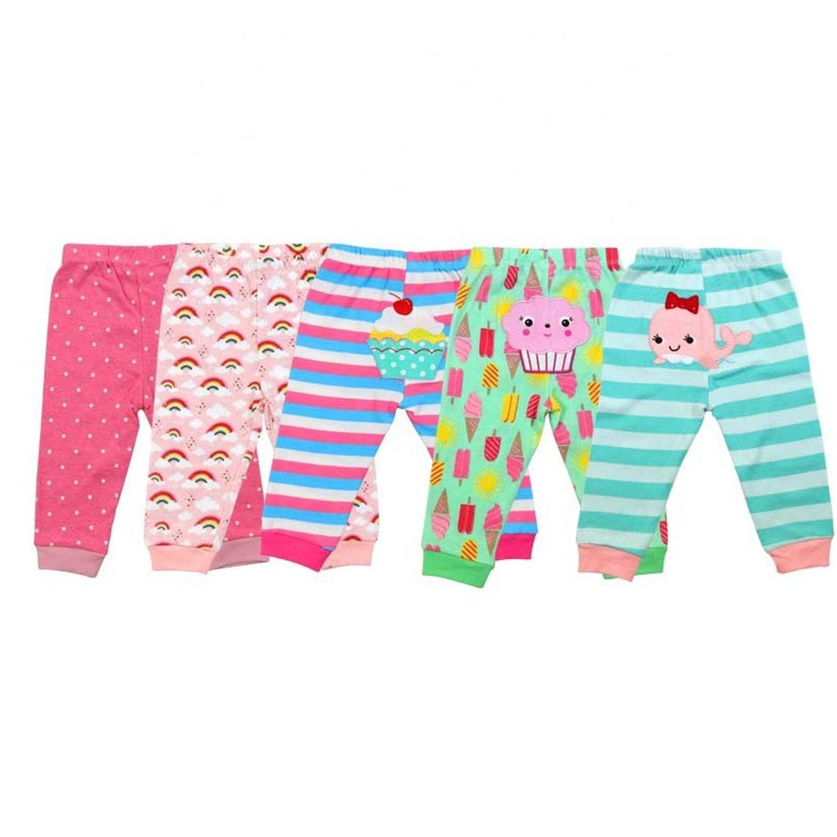 SUPER BABY - Pantalones para bebés Calzas Niña Set De 5 Unidades Bebe Algodon