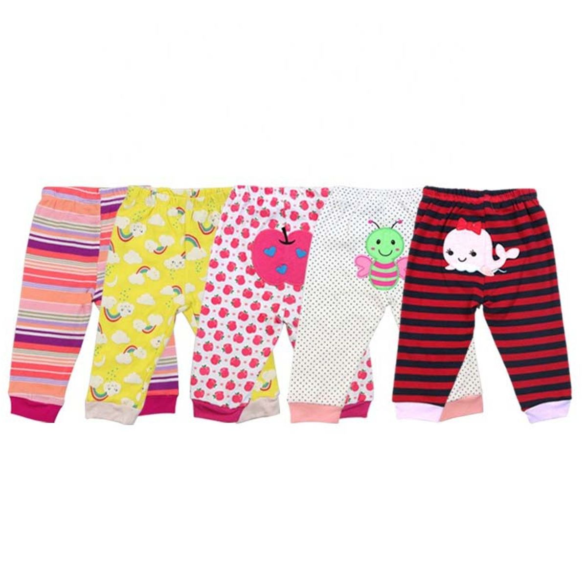 SUPER BABY - Pantalones para bebés Calzas Niña Set De 5 Unidades Bebe Algodon