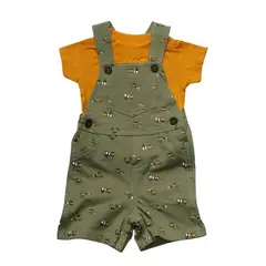 SUPER BABY - Conjunto de jardinera polera manga corta bebe Carritos