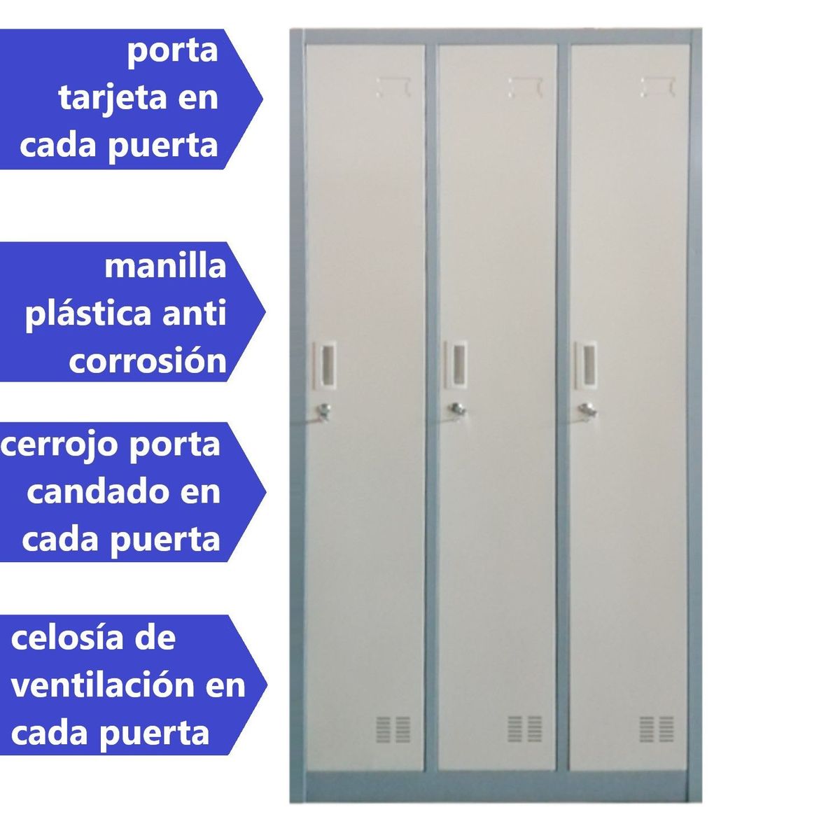 PROCHEF - Locker Casillero Metalico 3 Cuerpos 3 Puertas