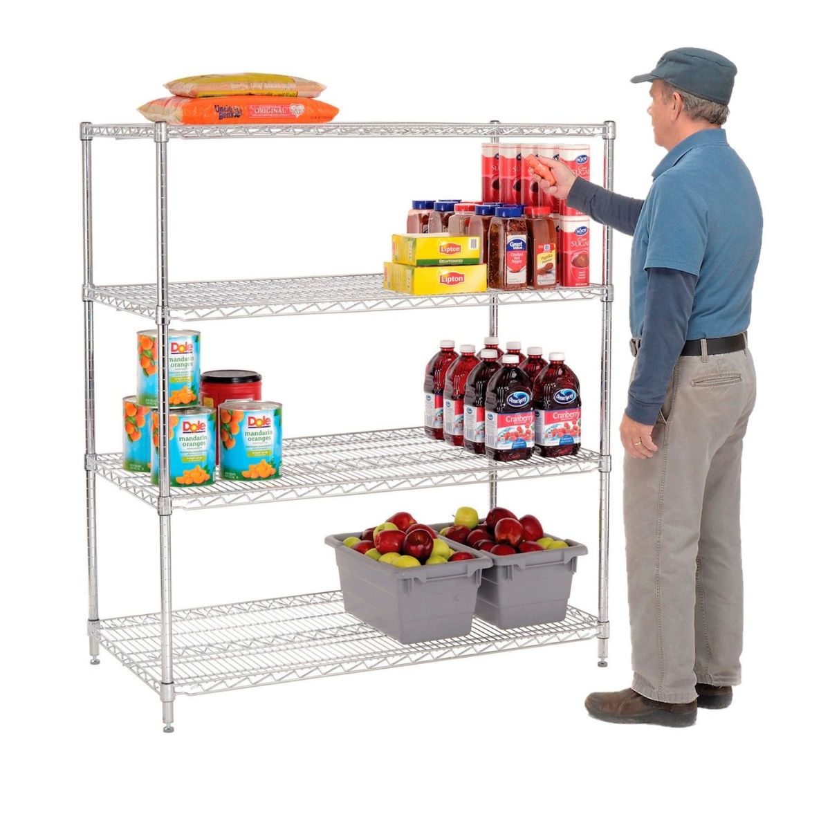 PROCHEF - Estante Cromado 4 Bandejas 120x45x150 cm Capacidad 800 kg.