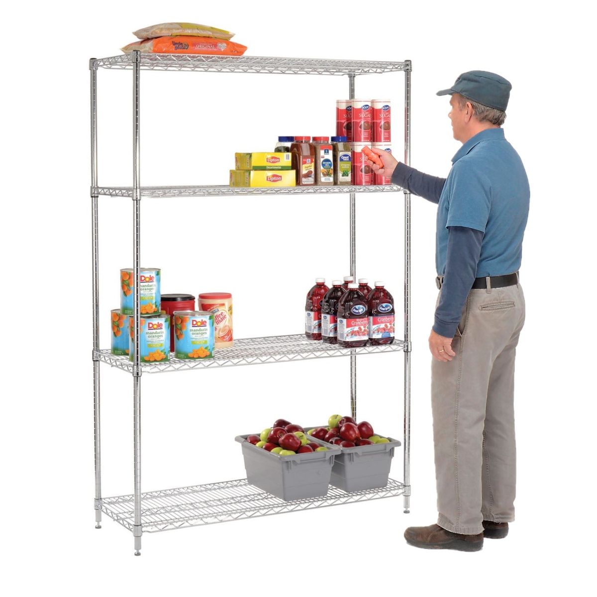 PROCHEF - Estante Cromado 4 Bandejas 120x45x180 cm Capacidad 800 kg.