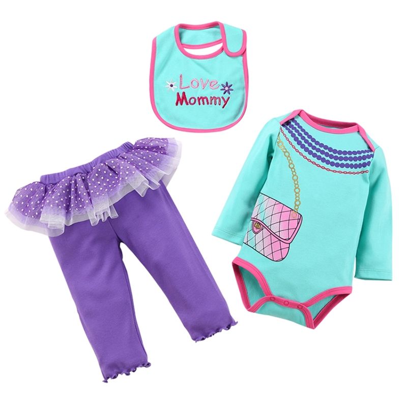 SUPER BABY - Conjunto Love Mommy 3 Piezas Babero + Body Manga larga + Pantalon Bebe