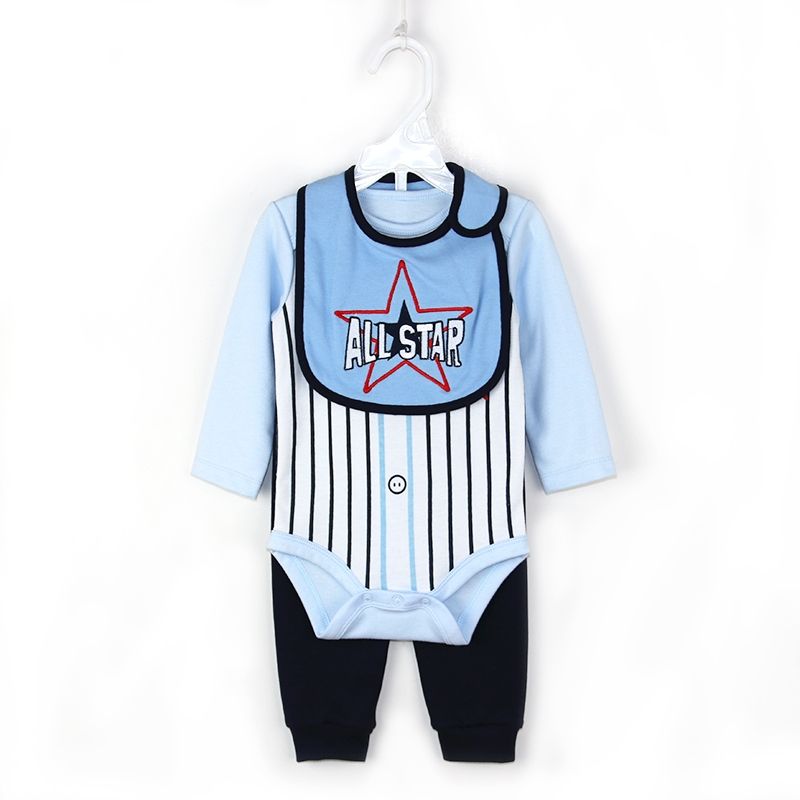 SUPER BABY - Conjunto Beisbolista 3 Piezas Babero + Body Manga larga + Pantalon Bebe