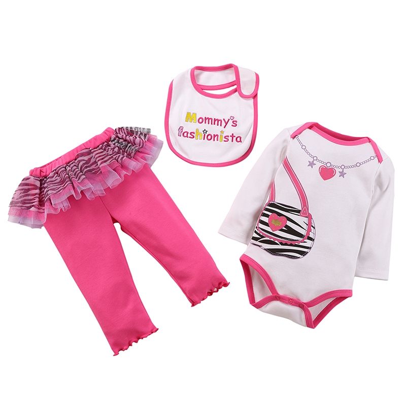 SUPER BABY - Conjunto Mommy´s Fashionista 3 Piezas Babero + Body Manga larga + Pantalon Bebe