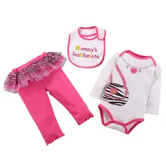 SUPER BABY - Conjunto Mommy´s Fashionista 3 Piezas Babero + Body Manga larga + Pantalon Bebe