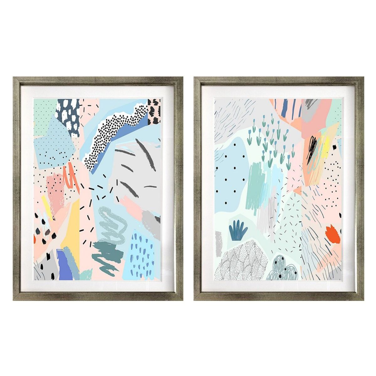 PAPEL ILUSTRADO - Set 2 Paisaje Deconstruido 50X70 Marco Dorado