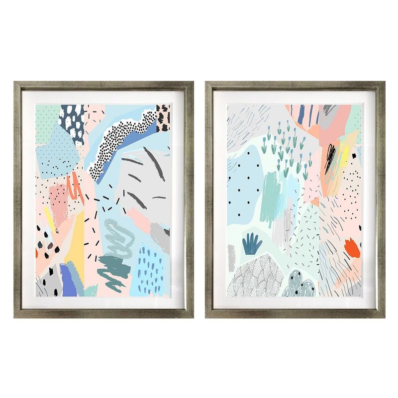 PAPEL ILUSTRADO - Set 2 Paisaje Deconstruido 50X70 Marco Dorado