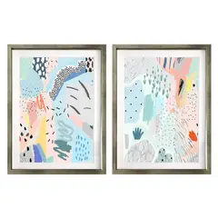 PAPEL ILUSTRADO - Set 2 Paisaje Deconstruido 50X70 Marco Dorado