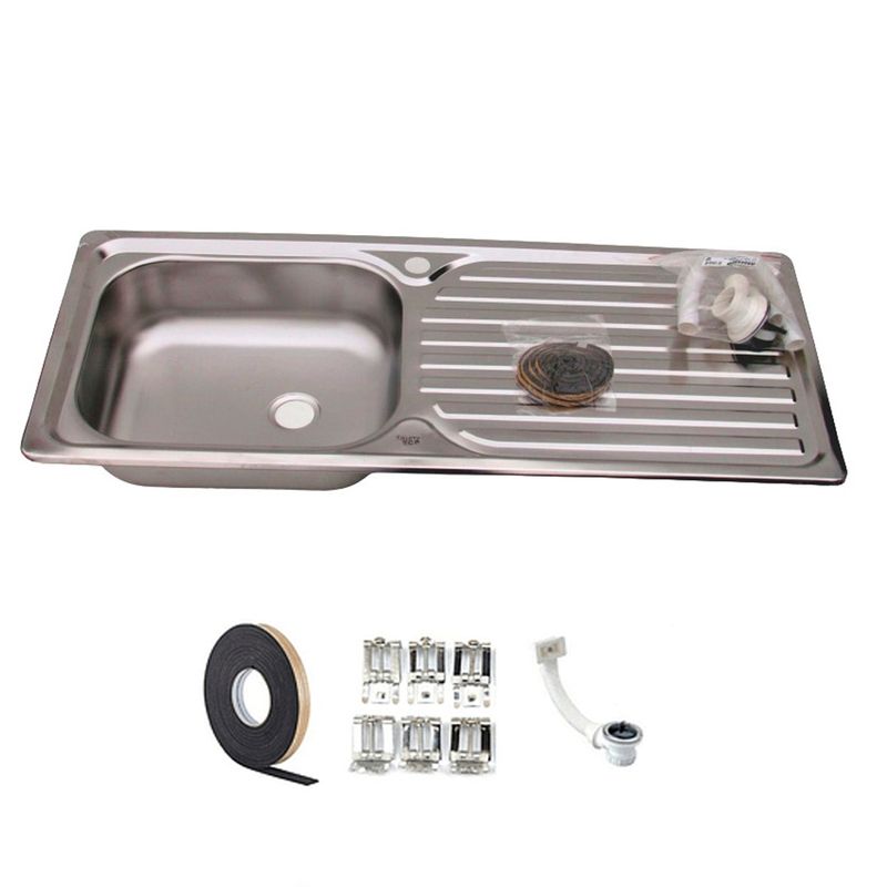 TAUMM - Lavaplatos Empotrado Simple Täumm 100x44 cm Secador Derecho- Plata