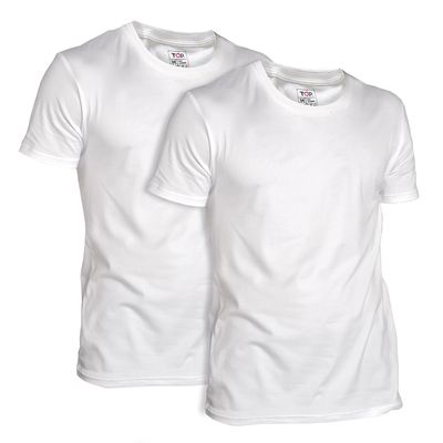 Imagen 1 del producto Camisetas Blancas Manga Corta Cuello Redondo Algodón Pack 2