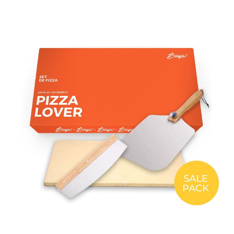 BINGA - Pack PizzaLover Piedra Para Pizza  Pala Pizza  Cortador