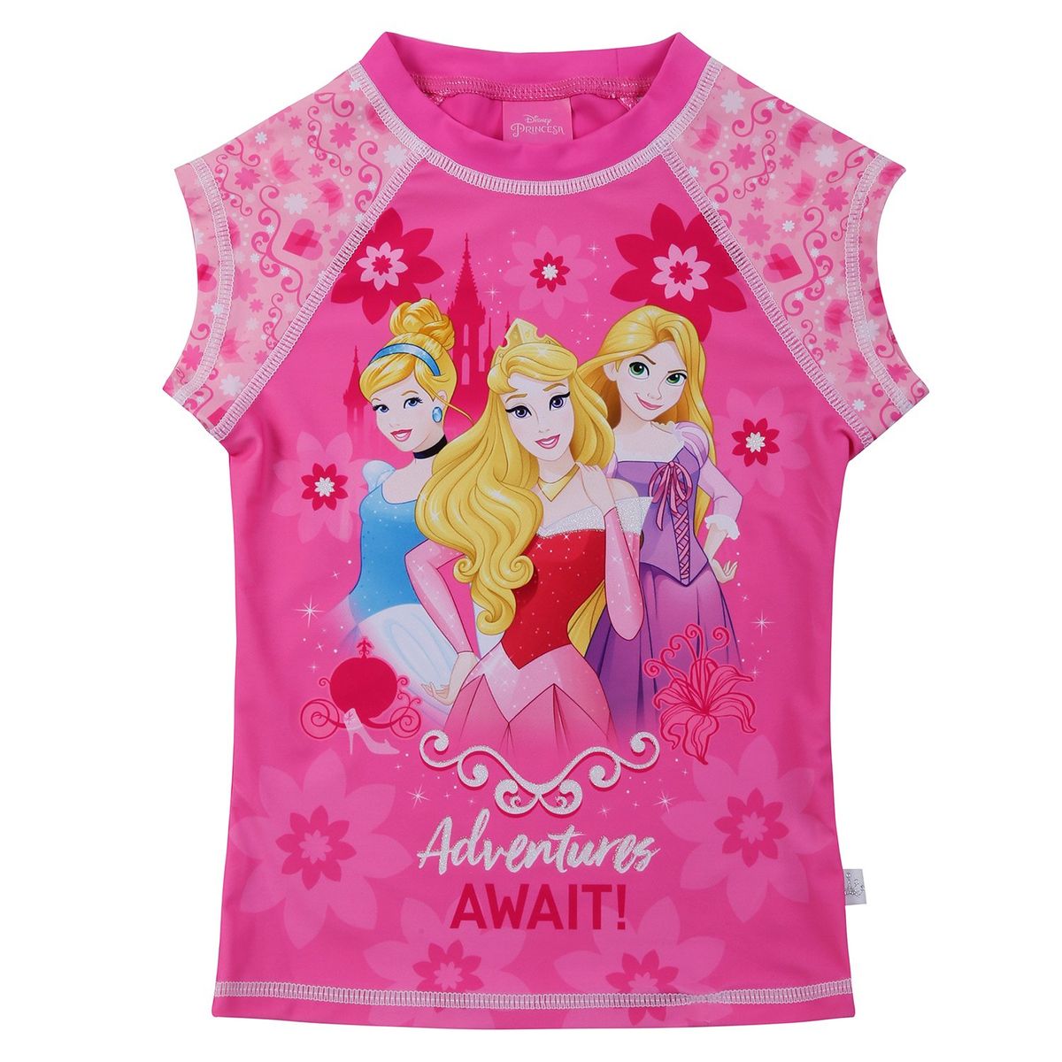 DISNEY - Polera Niña Manga Corta UV 50 Disney Princesas Rosa