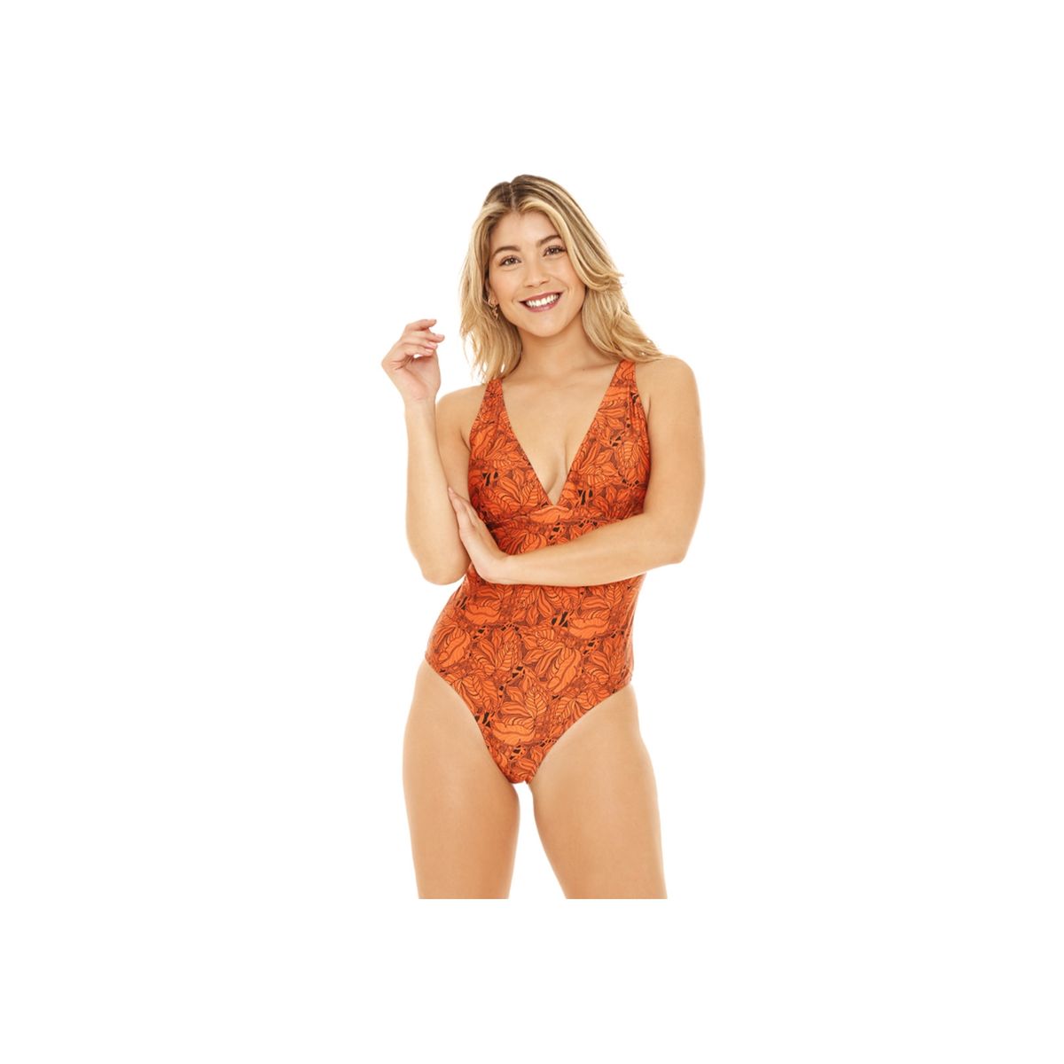 H2O WEAR - Traje de Baño Entero Mujer H2O Wear Halter Flores Semi Brillo Cobre - Cobre
