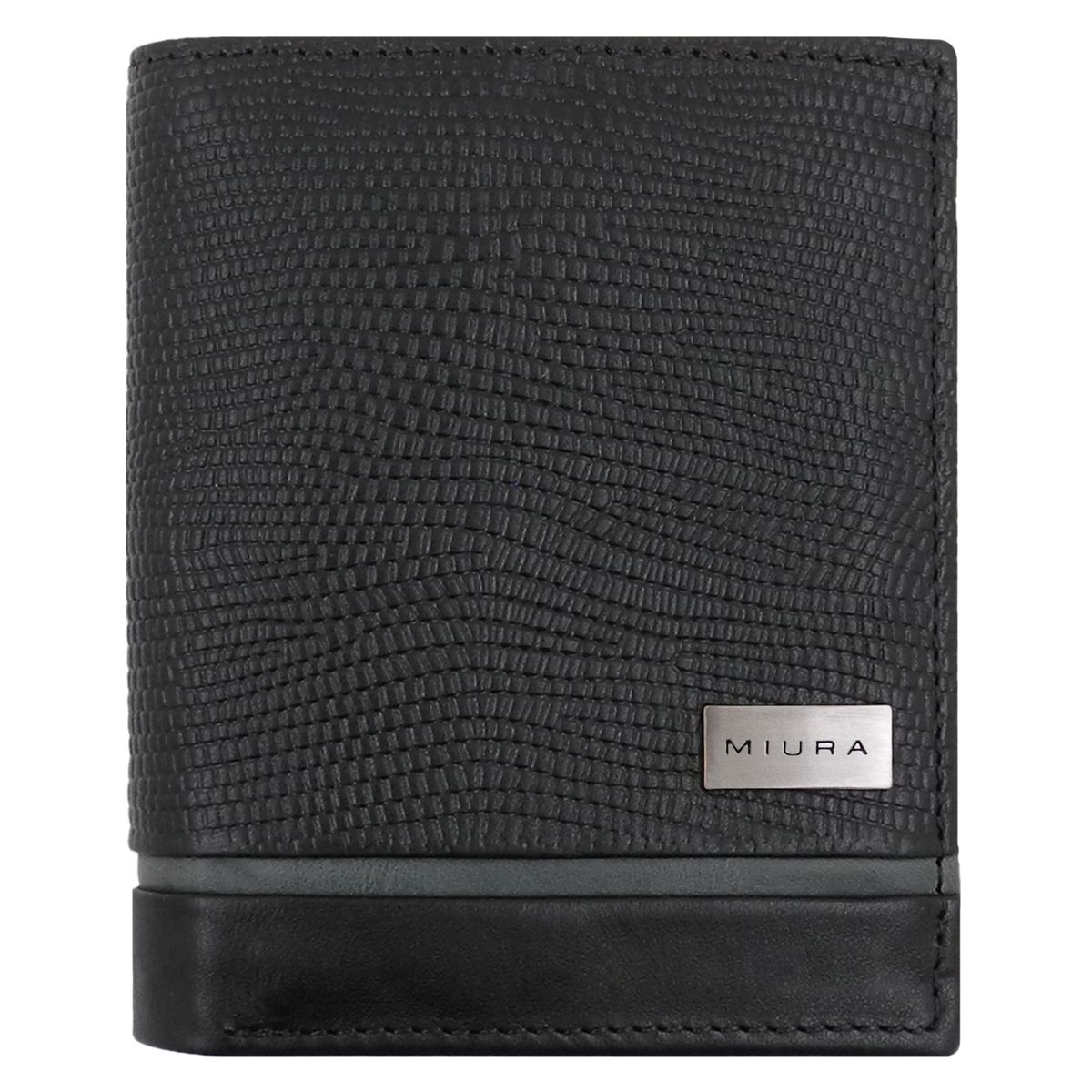 MIURA - Billetera Hombre Mod Marcus Negro 100 % Cuero Natural