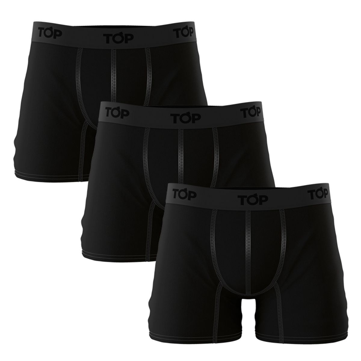 TOP - Pack 3 Boxer Negros Medio Algodón Top.